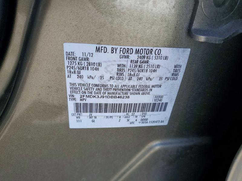 2013 Ford Edge მანქანა იყიდება აუქციონზე, vin: 2FMDK3J91DBB46238, აუქციონის ნომერი: 53432576