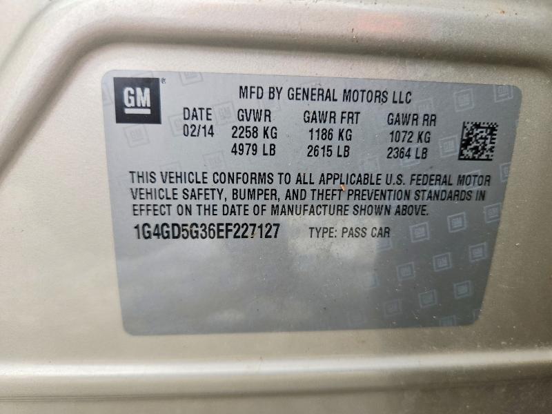 Продаж на аукціоні авто 2014 Buick Lacrosse, vin: 1G4GD5G36EF227127, номер лоту: 52678486