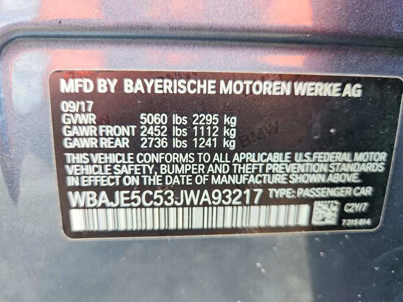 55197336 :رقم المزاد ، WBAJE5C53JWA93217 vin ، 2018 Bmw 540 مزاد بيع