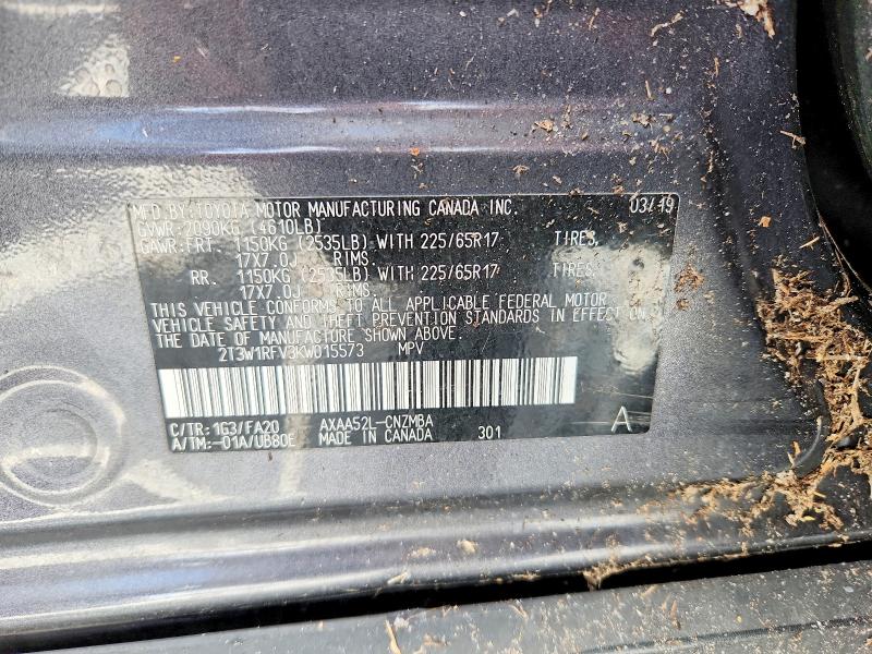 54639446 :رقم المزاد ، 2T3W1RFV3KW015573 vin ، 2019 Toyota Rav4 مزاد بيع