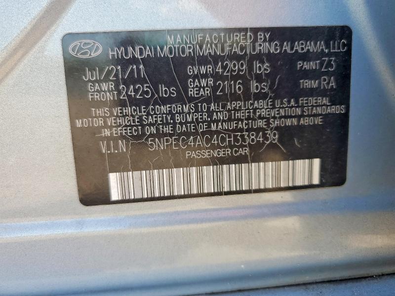 Aukcja sprzedaży 2012 Hyundai Sonata, vin: 5NPEC4AC4CH338439, numer aukcji: 53269466