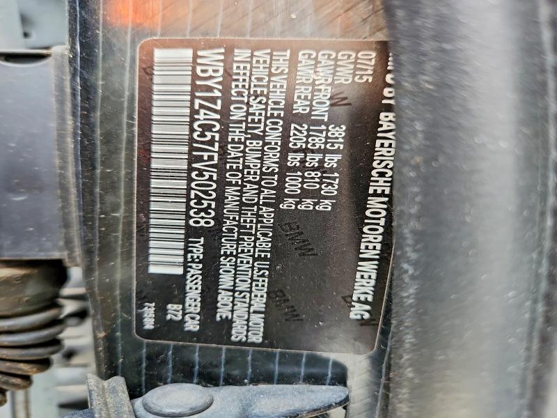 Aukcja sprzedaży 2015 Bmw I3, vin: WBY1Z4C57FV502538, numer aukcji: 54788936