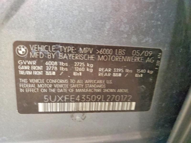 53334746 :رقم المزاد ، 5UXFE43509L270172 vin ، 2009 Bmw X5 مزاد بيع