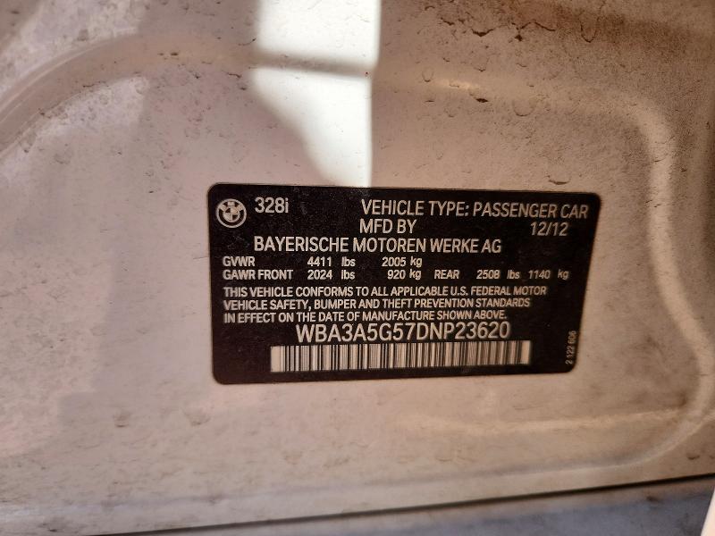 Продаж на аукціоні авто 2013 Bmw 328, vin: WBA3A5G57DNP23620, номер лоту: 52266756