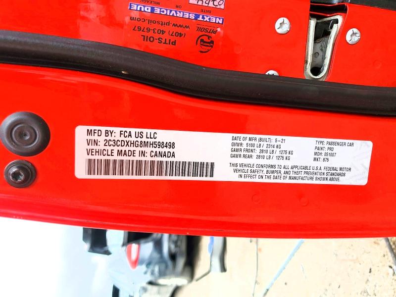 Продажа на аукционе авто 2021 Dodge Charger, vin: 2C3CDXHG8MH598498, номер лота: 54714856