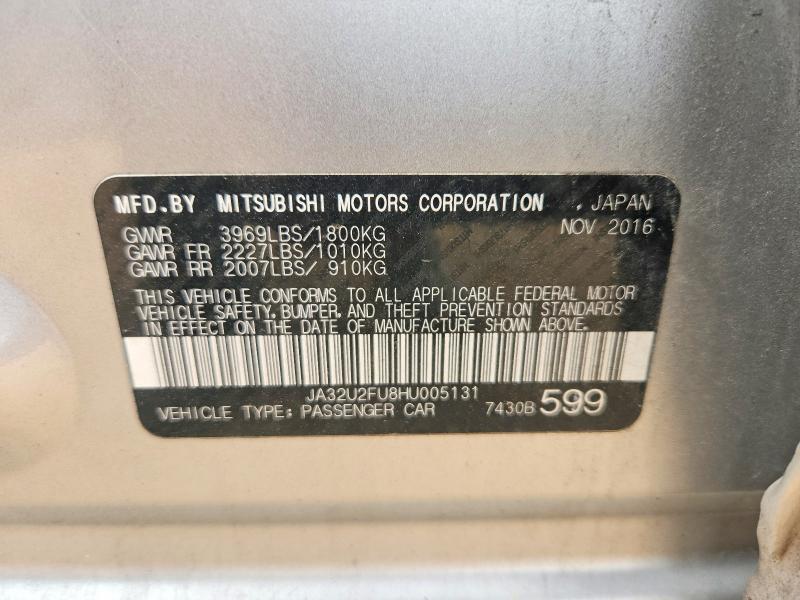 Продаж на аукціоні авто 2017 Mitsubishi Lancer, vin: JA32U2FU8HU005131, номер лоту: 50827606
