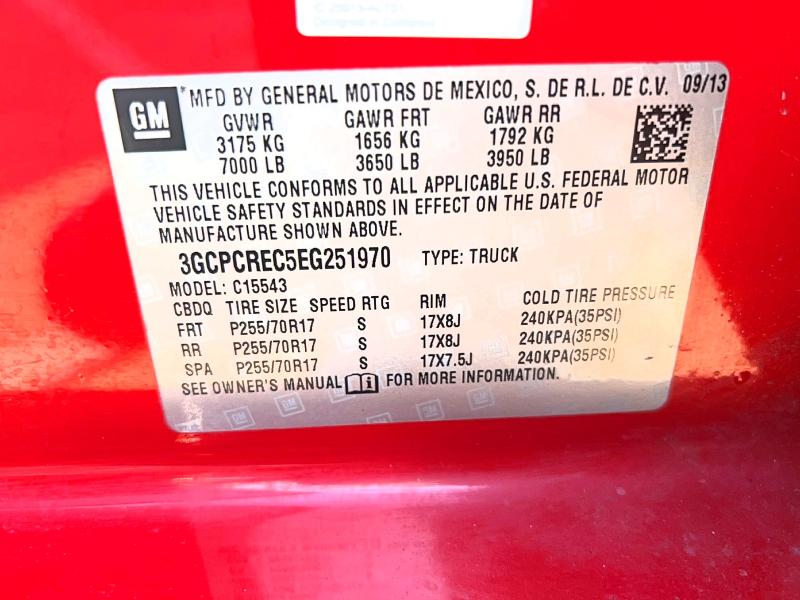 55102446 :رقم المزاد ، 3GCPCREC5EG251970 vin ، 2014 Chevrolet Silverado مزاد بيع