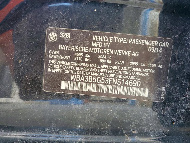 Aukcja sprzedaży 2015 Bmw 328, vin: WBA3B5G53FNS14690, numer aukcji: 52272116
