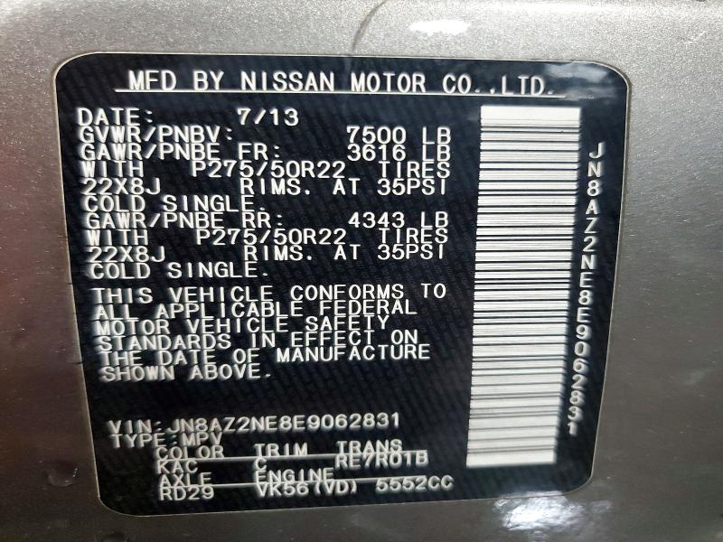 Aukcja sprzedaży 2014 Infiniti Qx80, vin: JN8AZ2NE8E9062831, numer aukcji: 54690226