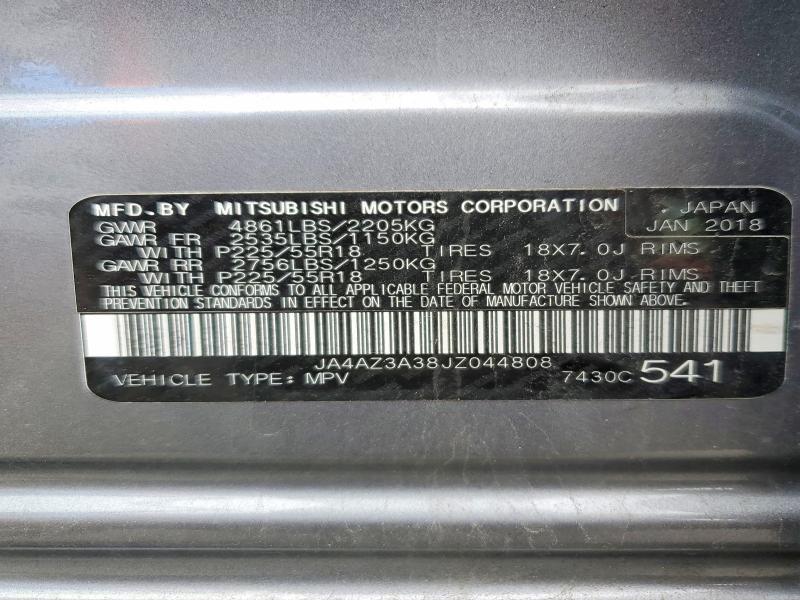 Продаж на аукціоні авто 2018 Mitsubishi Outlander, vin: JA4AZ3A38JZ044808, номер лоту: 54847936