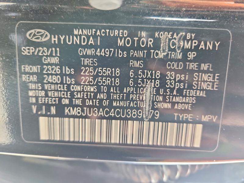 Продажа на аукционе авто 2012 Hyundai Tucson, vin: KM8JU3AC4CU389379, номер лота: 55031236