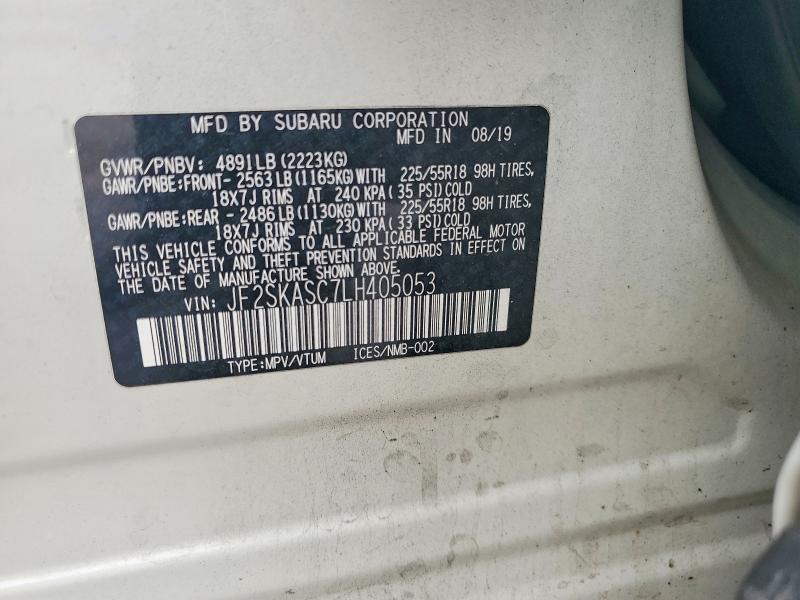 Продажа на аукционе авто 2020 Subaru Forester, vin: JF2SKASC7LH405053, номер лота: 52392236