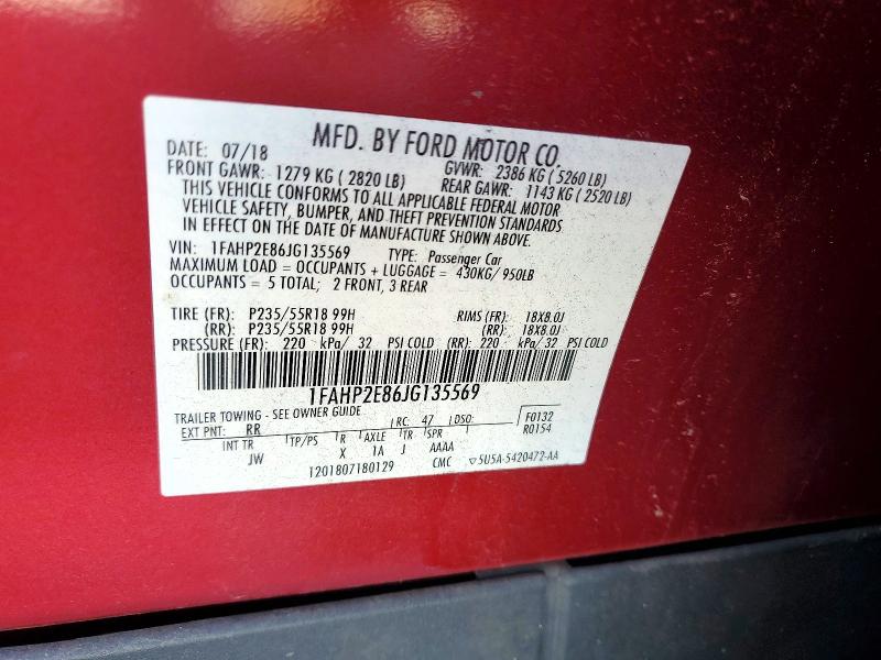 Aukcja sprzedaży 2018 Ford Taurus, vin: 1FAHP2E86JG135569, numer aukcji: 53529696