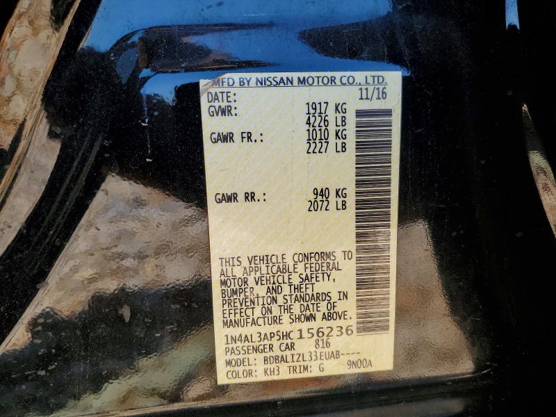 53977446 :رقم المزاد ، 1N4AL3AP5HC156236 vin ، 2017 Nissan Altima مزاد بيع