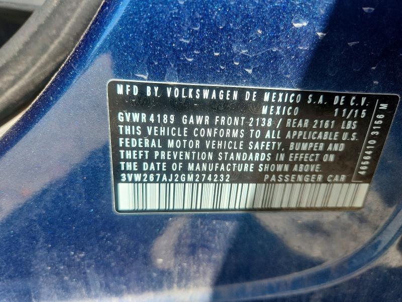 Продажа на аукционе авто 2016 Volkswagen Jetta, vin: 3VW267AJ2GM274232, номер лота: 53297366