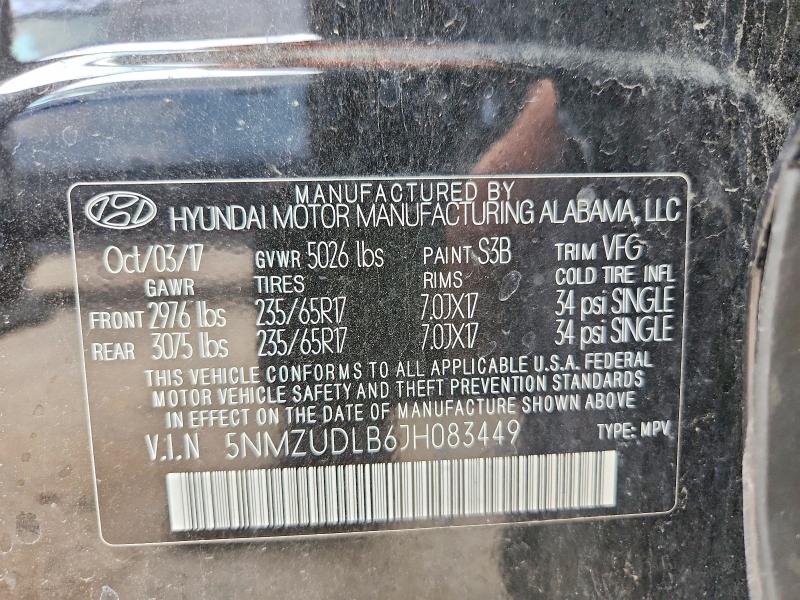 51414816 :رقم المزاد ، 5NMZUDLB6JH083449 vin ، 2018 Hyundai Santa Fe Sport مزاد بيع