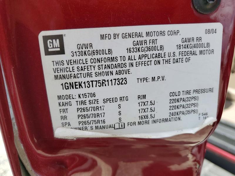 53094016 :رقم المزاد ، 1GNEK13T75R117323 vin ، 2005 Chevrolet Tahoe مزاد بيع