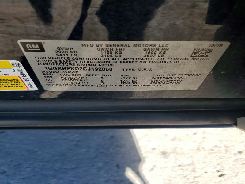 Продажа на аукционе авто 2016 Chevrolet Traverse, vin: 1GNKRFKD2GJ192860, номер лота: 52780266