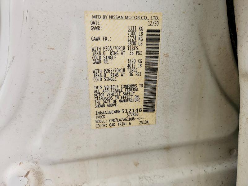 Продажа на аукционе авто 2021 Nissan Titan, vin: 1N6AA1EC4MN512148, номер лота: 54331336