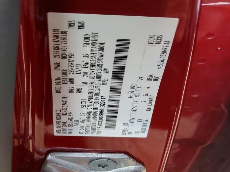 Aukcja sprzedaży 2017 Ford Escape, vin: 1FMCU0G99HUB29117, numer aukcji: 54561916