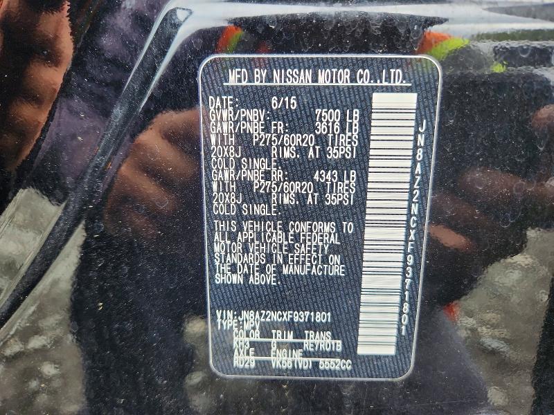 Aukcja sprzedaży 2015 Infiniti Qx80, vin: JN8AZ2NCXF9371801, numer aukcji: 53707136