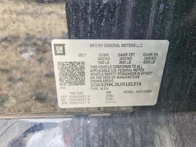 Aukcja sprzedaży 2018 Gmc Yukon Xl, vin: 1GKS2HKJ6JR101374, numer aukcji: 54967936
