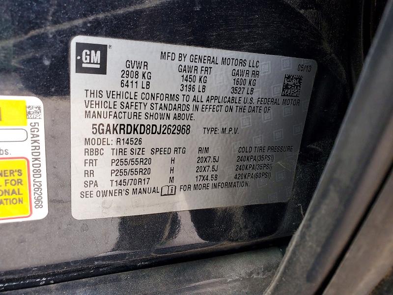 Aukcja sprzedaży 2013 Buick Enclave, vin: 5GAKRDKD8DJ262968, numer aukcji: 52579906