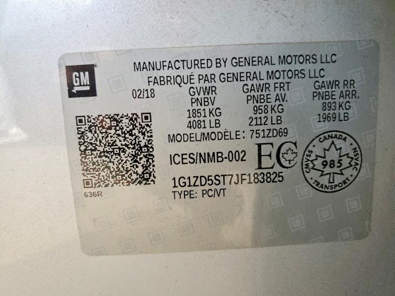 2018 Chevrolet Malibu მანქანა იყიდება აუქციონზე, vin: 1G1ZD5ST7JF183825, აუქციონის ნომერი: 51514426