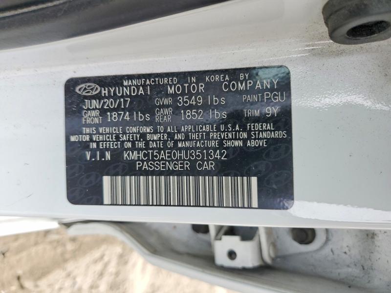 2017 Hyundai Accent მანქანა იყიდება აუქციონზე, vin: KMHCT5AE0HU351342, აუქციონის ნომერი: 54696356
