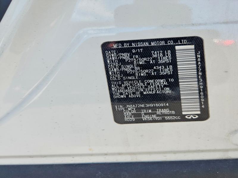Aukcja sprzedaży 2017 Infiniti Qx80, vin: JN8AZ2NE3H9160914, numer aukcji: 54450236