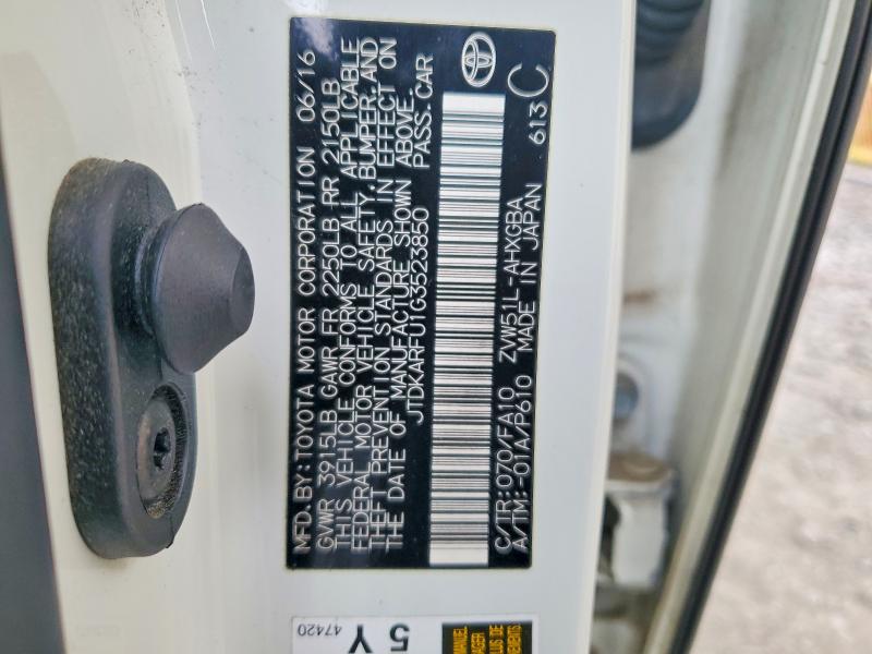 Aukcja sprzedaży 2016 Toyota Prius, vin: JTDKARFU1G3523850, numer aukcji: 53301896