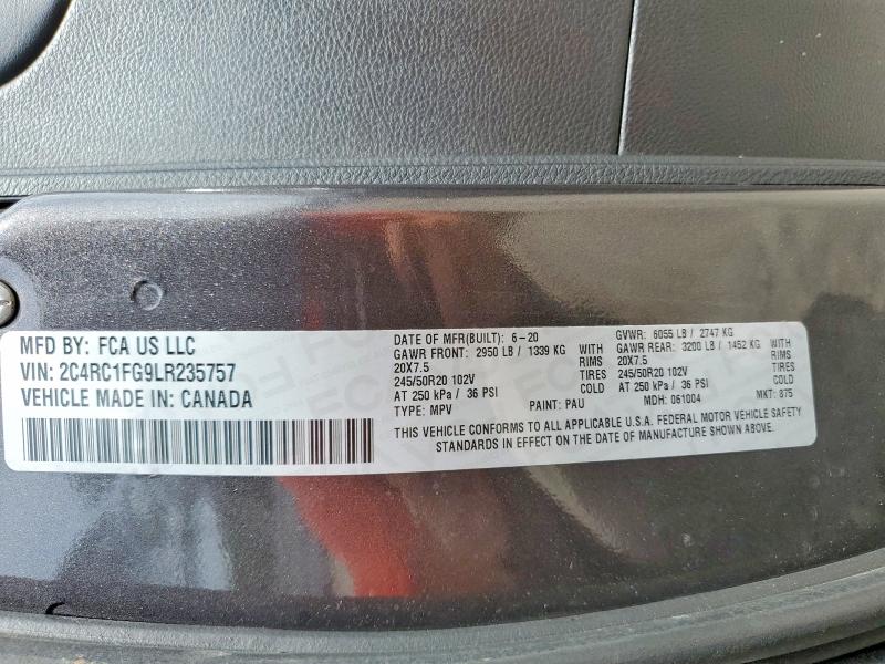 52930176 :رقم المزاد ، 2C4RC1FG9LR235757 vin ، 2020 Chrysler Pacifica مزاد بيع