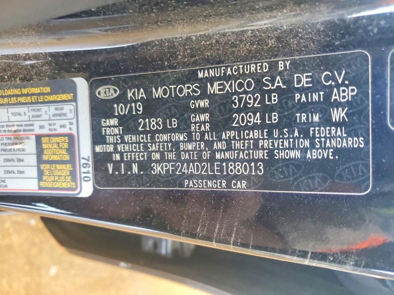 2020 Kia Forte მანქანა იყიდება აუქციონზე, vin: 3KPF24AD2LE188013, აუქციონის ნომერი: 52971036