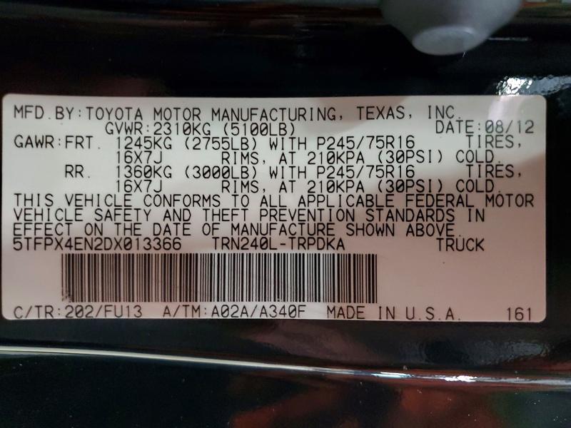 Aukcja sprzedaży 2013 Toyota Tacoma, vin: 5TFPX4EN2DX013366, numer aukcji: 54752536