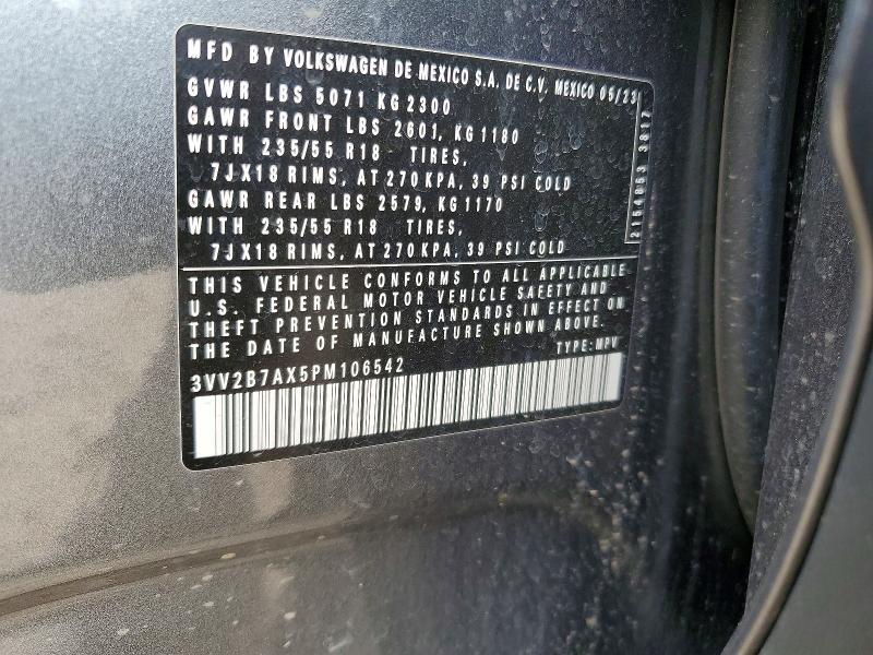 Aukcja sprzedaży 2023 Volkswagen Tiguan, vin: 3VV2B7AX5PM106542, numer aukcji: 54965216