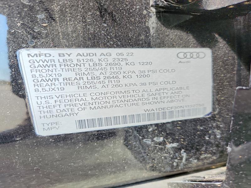 Aukcja sprzedaży 2022 Audi Q3 Quattro, vin: WA1DECF30N1132256, numer aukcji: 53130616