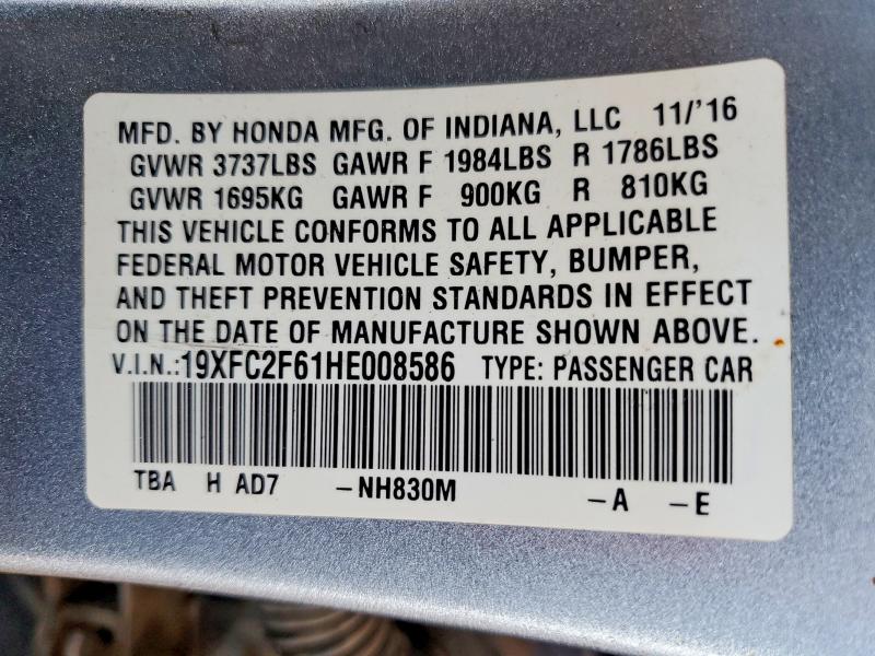 53935526 :رقم المزاد ، 19XFC2F61HE008586 vin ، 2017 Honda Civic مزاد بيع