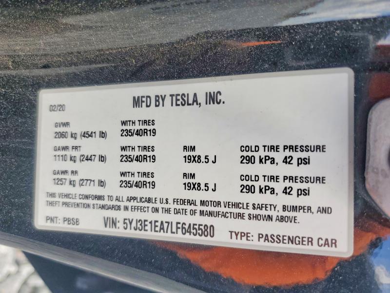 Aukcja sprzedaży 2020 Tesla Model 3, vin: 5YJ3E1EA7LF645580, numer aukcji: 53627326