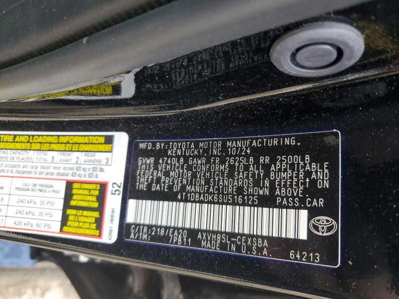 54447406 :رقم المزاد ، 4T1DBADK6SU516125 vin ، 2025 Toyota Camry مزاد بيع