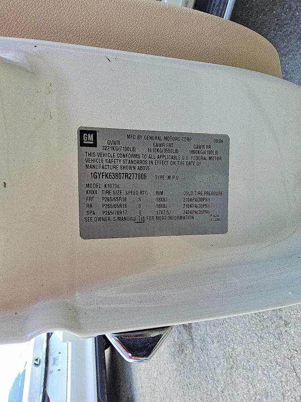 54825836 :رقم المزاد ، 1GYFK63807R277806 vin ، 2007 Cadillac Escalade مزاد بيع