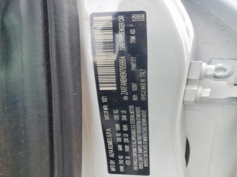 Продаж на аукціоні авто 2022 Alfa Romeo Giulia, vin: ZARFANBN5N7656664, номер лоту: 52254846