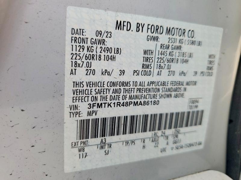 2023 Ford Mustang Mach-e მანქანა იყიდება აუქციონზე, vin: 3FMTK1R48PMA86180, აუქციონის ნომერი: 51873236