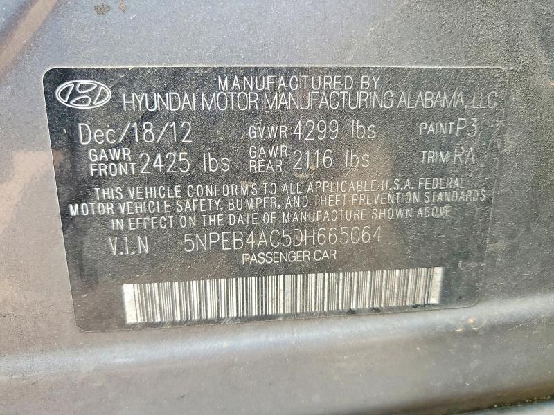 Продаж на аукціоні авто 2013 Hyundai Sonata, vin: 5NPEB4AC5DH665064, номер лоту: 51915986