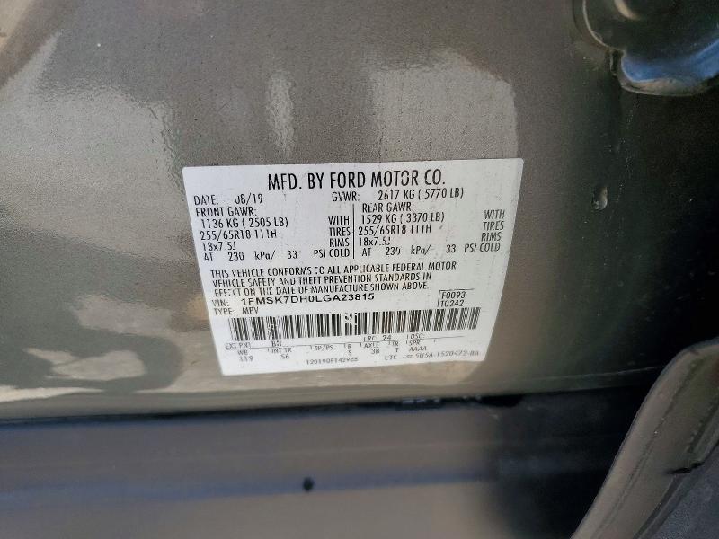 Продажа на аукционе авто 2020 Ford Explorer, vin: 1FMSK7DH0LGA23815, номер лота: 54095176