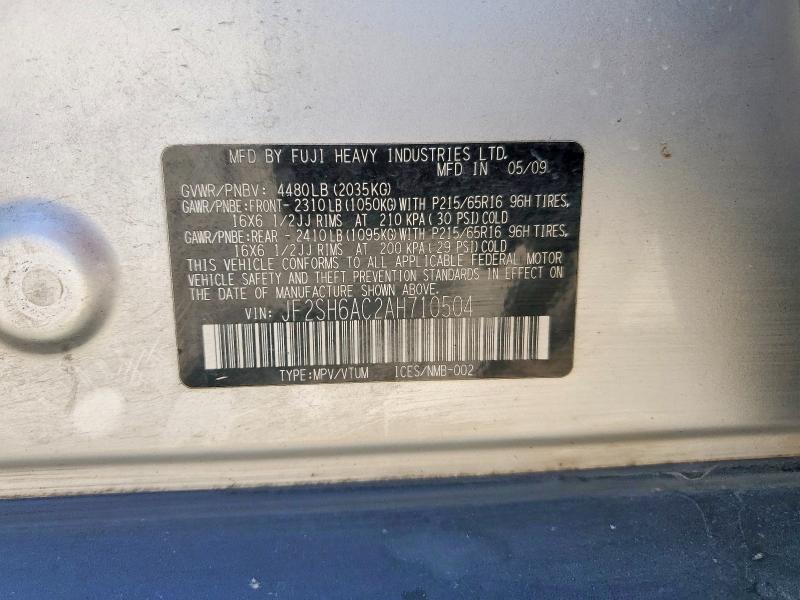 Продаж на аукціоні авто 2010 Subaru Forester, vin: JF2SH6AC2AH710504, номер лоту: 54725496