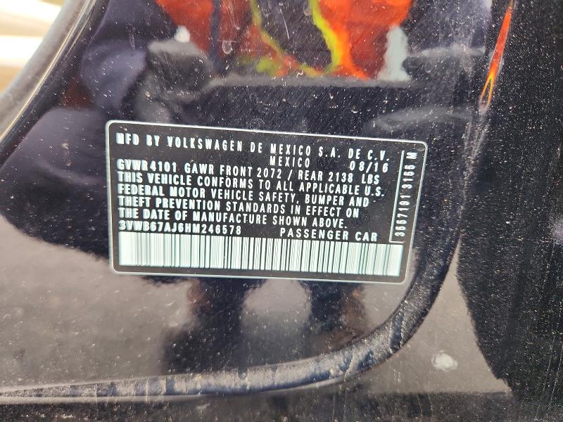 Aukcja sprzedaży 2017 Volkswagen Jetta, vin: 3VWB67AJ6HM246578, numer aukcji: 54502846