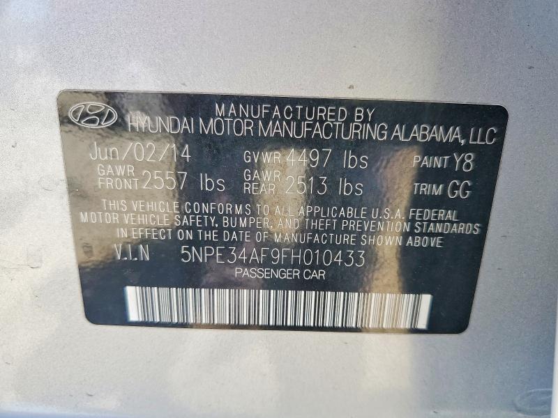 54354136 :رقم المزاد ، 5NPE34AF9FH010433 vin ، 2015 Hyundai Sonata مزاد بيع