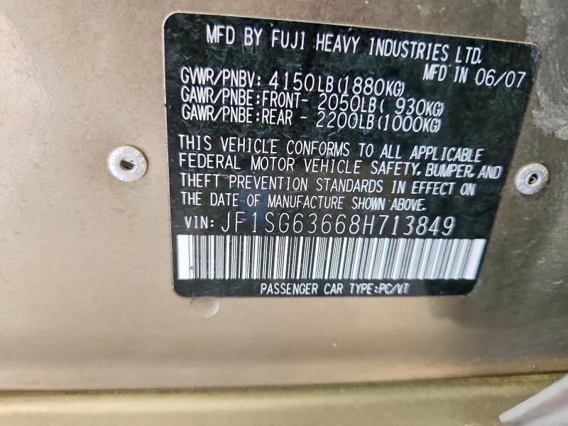 53353026 :رقم المزاد ، JF1SG63668H713849 vin ، 2008 Subaru Forester مزاد بيع