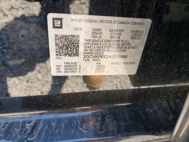 53918146 :رقم المزاد ، 2GCVKPEC1K1173450 vin ، 2019 Chevrolet Silverado Ld مزاد بيع