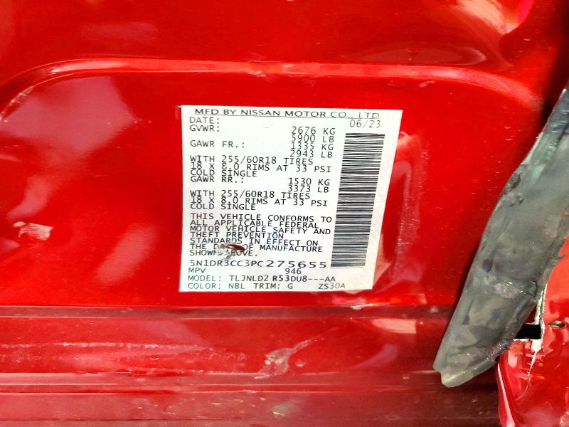 53345526 :رقم المزاد ، 5N1DR3CC3PC275655 vin ، 2023 Nissan Pathfinder مزاد بيع